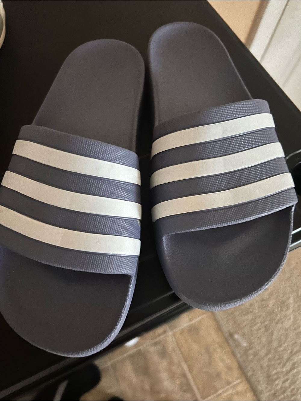 adidas Navy and White Adilette Slide Sandals